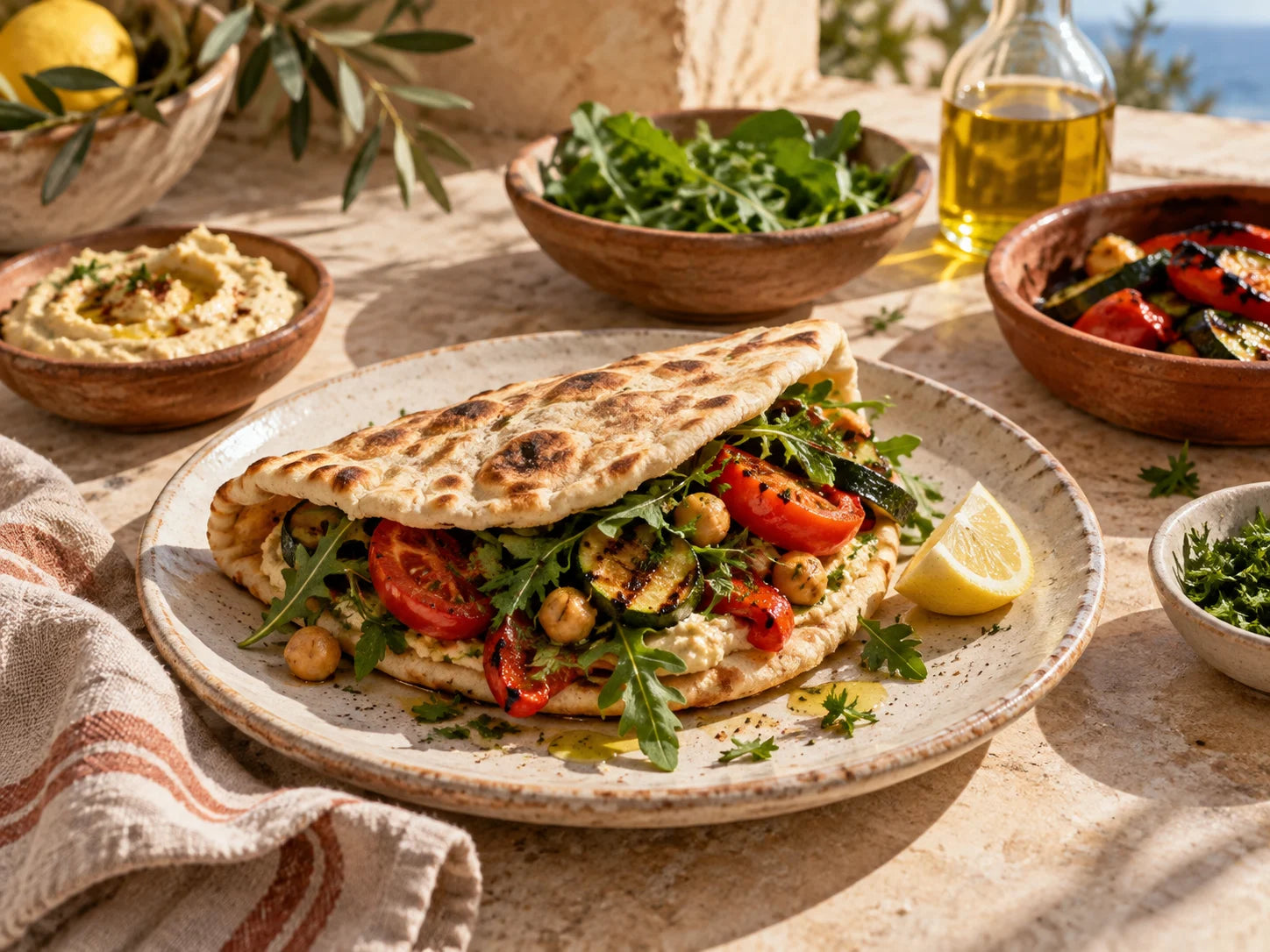 Ingredientes mediterráneos para el almuerzo