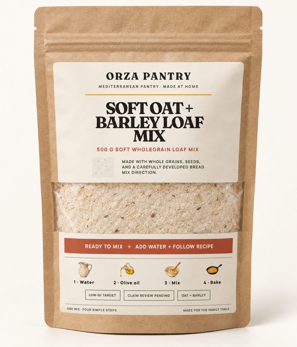 Pan tierno de avena y cebada 500 g bolsa de mezcla para pan con pan preparado e ingredientes secos