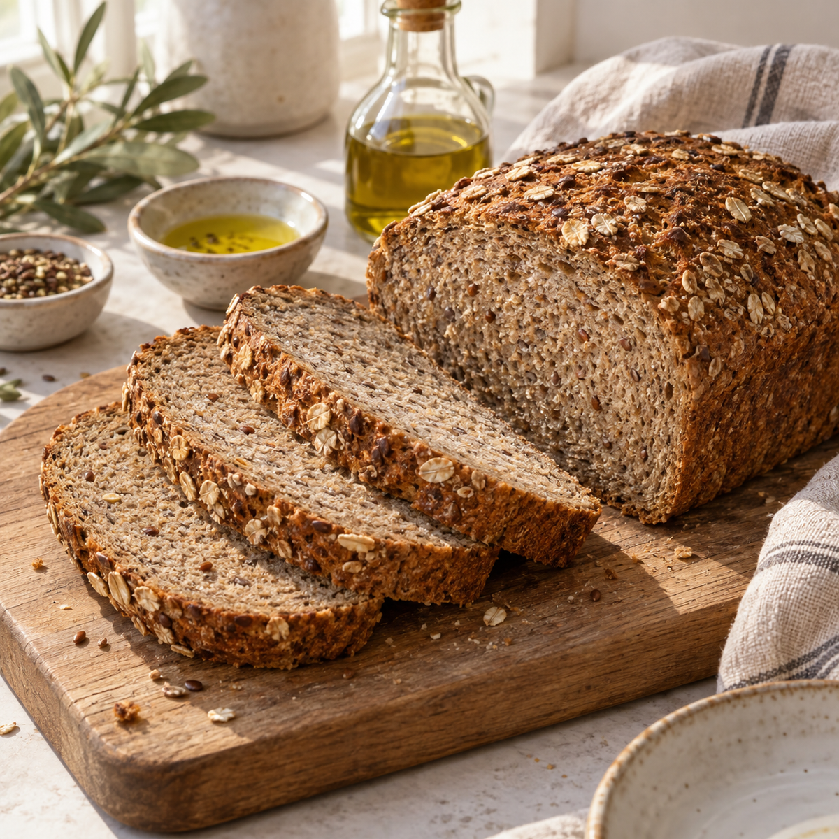 Pan cotidiano de centeno, cebada y avena 500 g bolsa de mezcla para pan con pan preparado e ingredientes secos