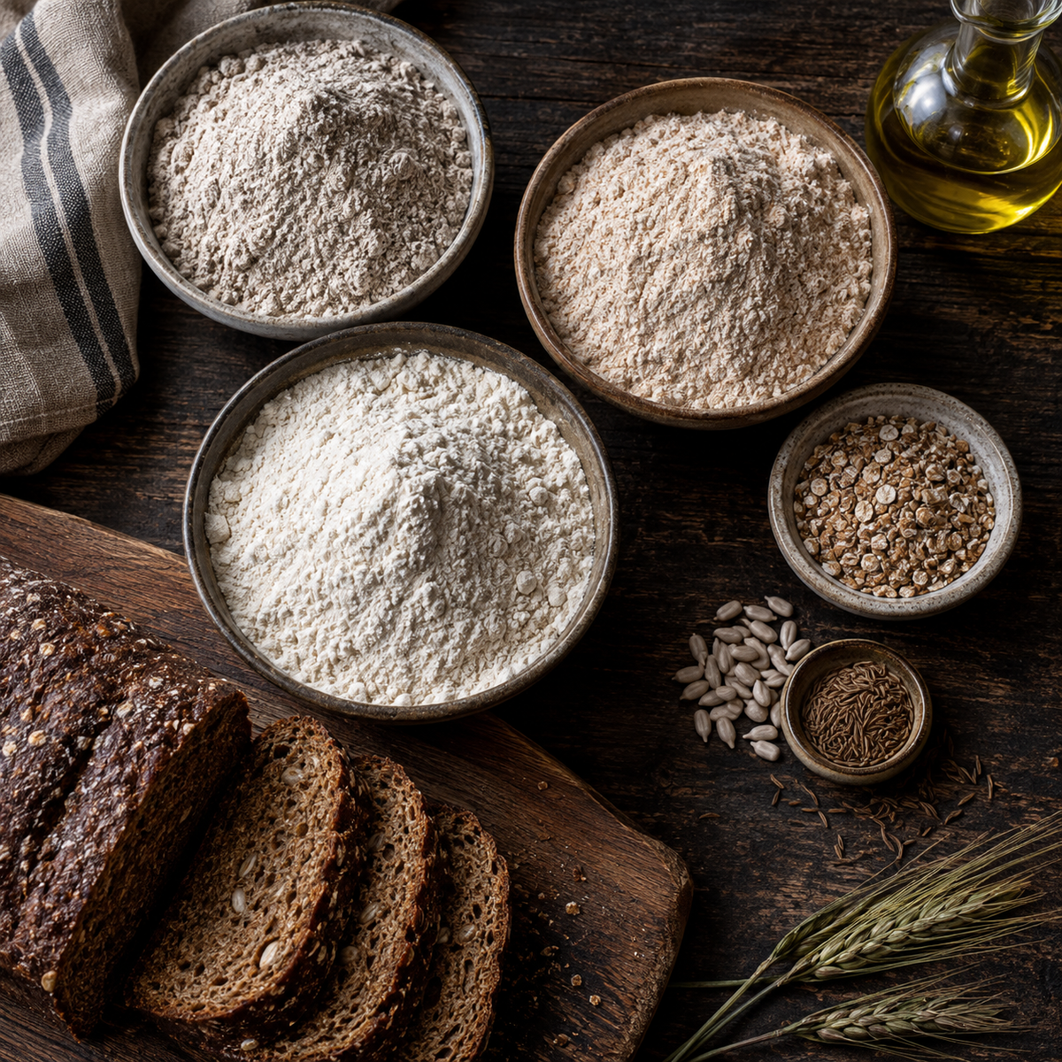 Pan oscuro de centeno 500 g bolsa de mezcla para pan con pan preparado e ingredientes secos
