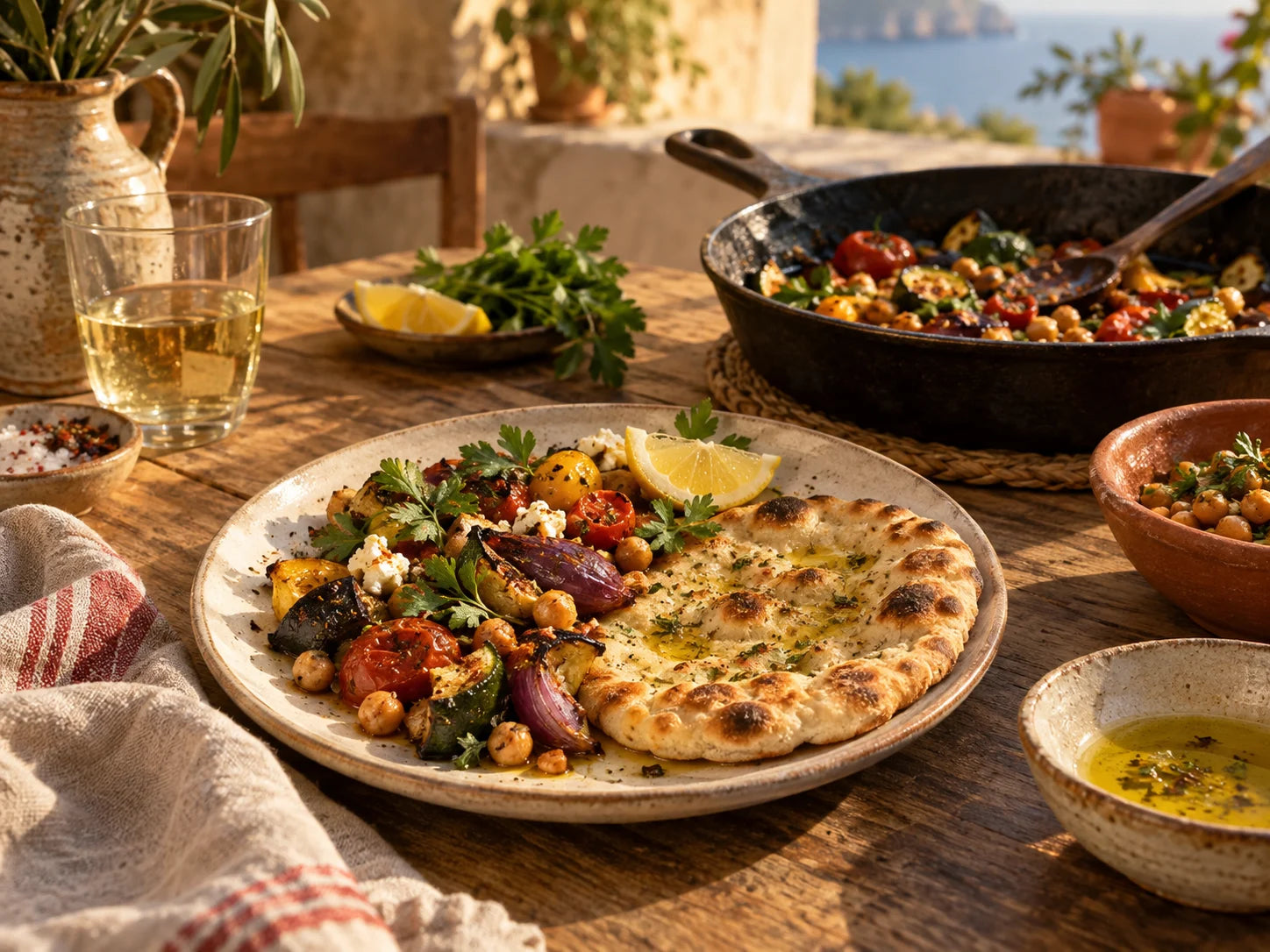 Mesa de cena mediterránea
