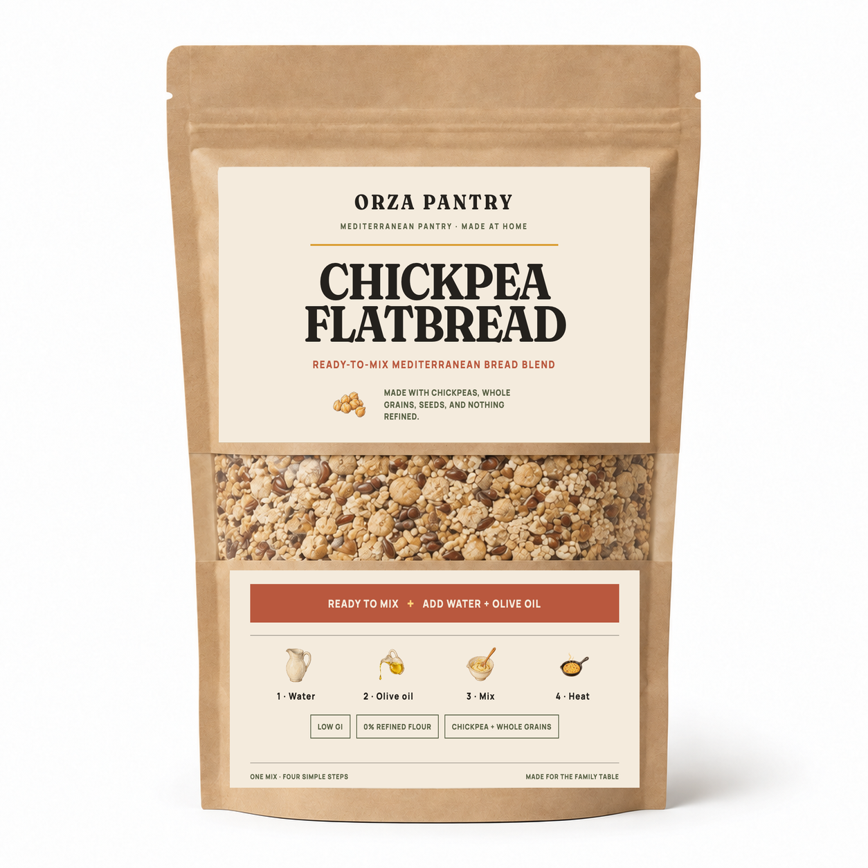 Chickpea Flatbread Mix — 500 g · Makes approximately 8 flatbreads
