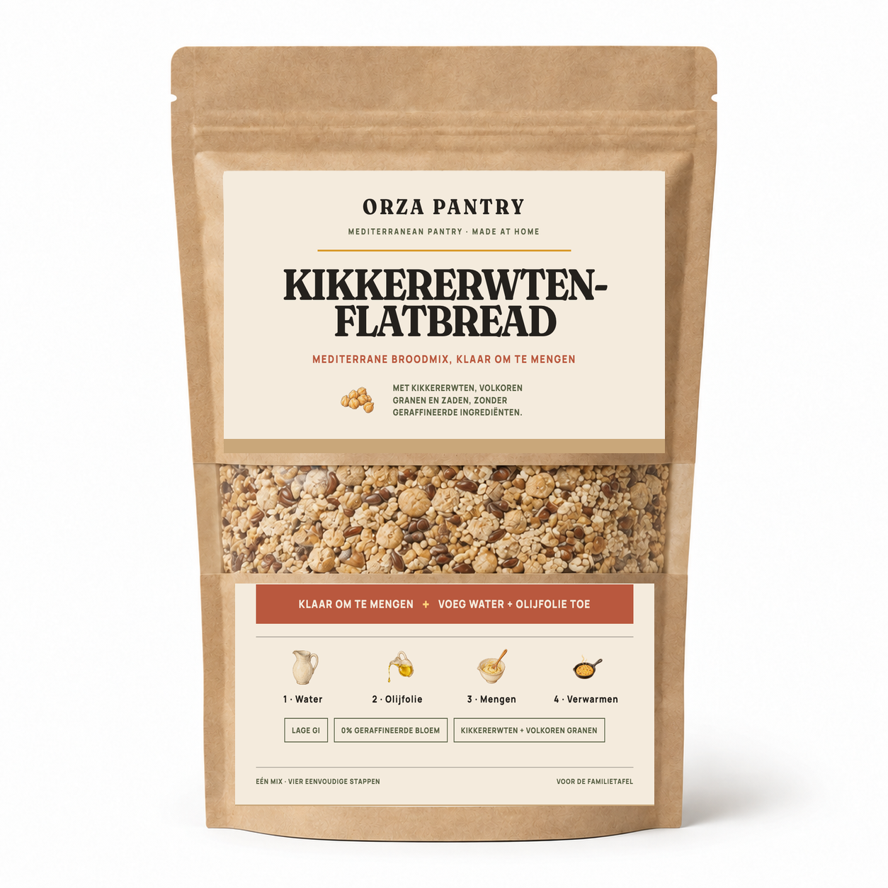 Kikkererwten-flatbreadmix – 500 g · goed voor ongeveer 8 flatbreads