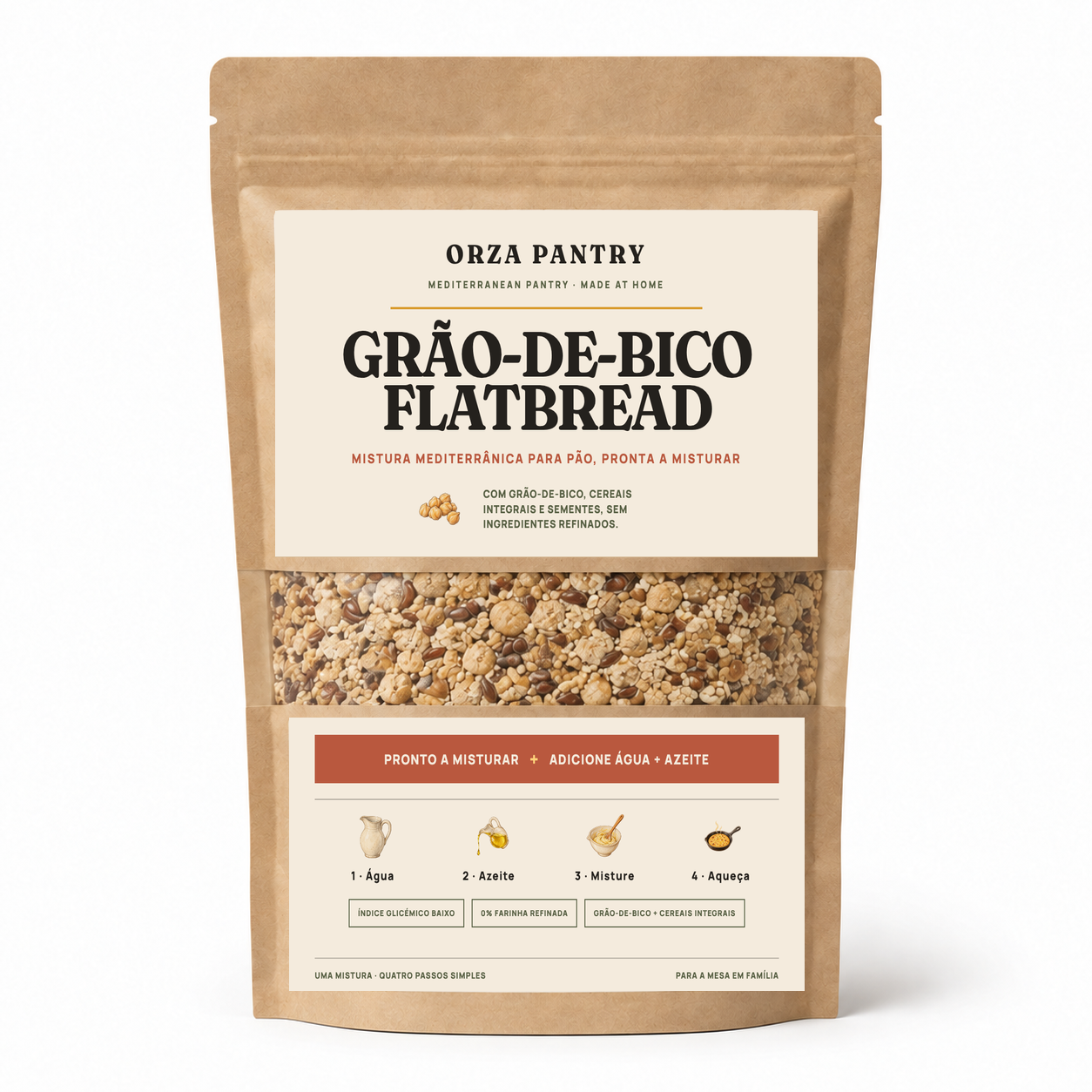 Mistura de pão achatado de grão-de-bico – 500 g · aprox. 8 pães achatados